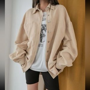 Pocket Patched Drop Shoulder Button Down Corduroy Shirt